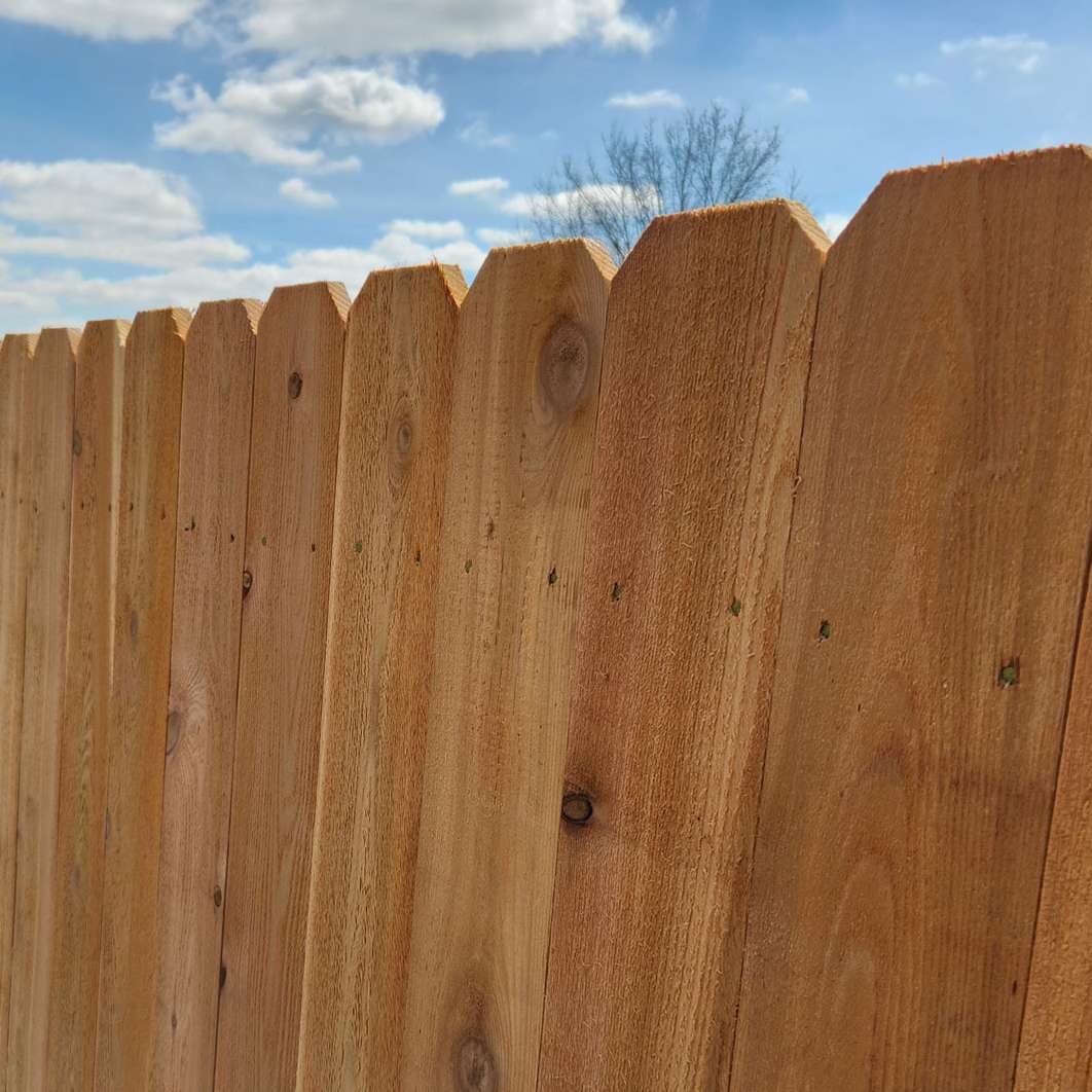 cedar wood fence zoomed in